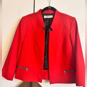 Tahari short red collar blazer